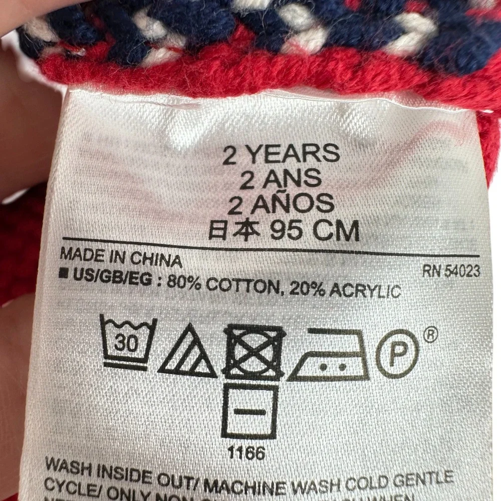 Baby Gap Toddler Boys Red Deer Cardigan Sweater Size 2 Years Holiday Fair Isle - Picture 7 of 9